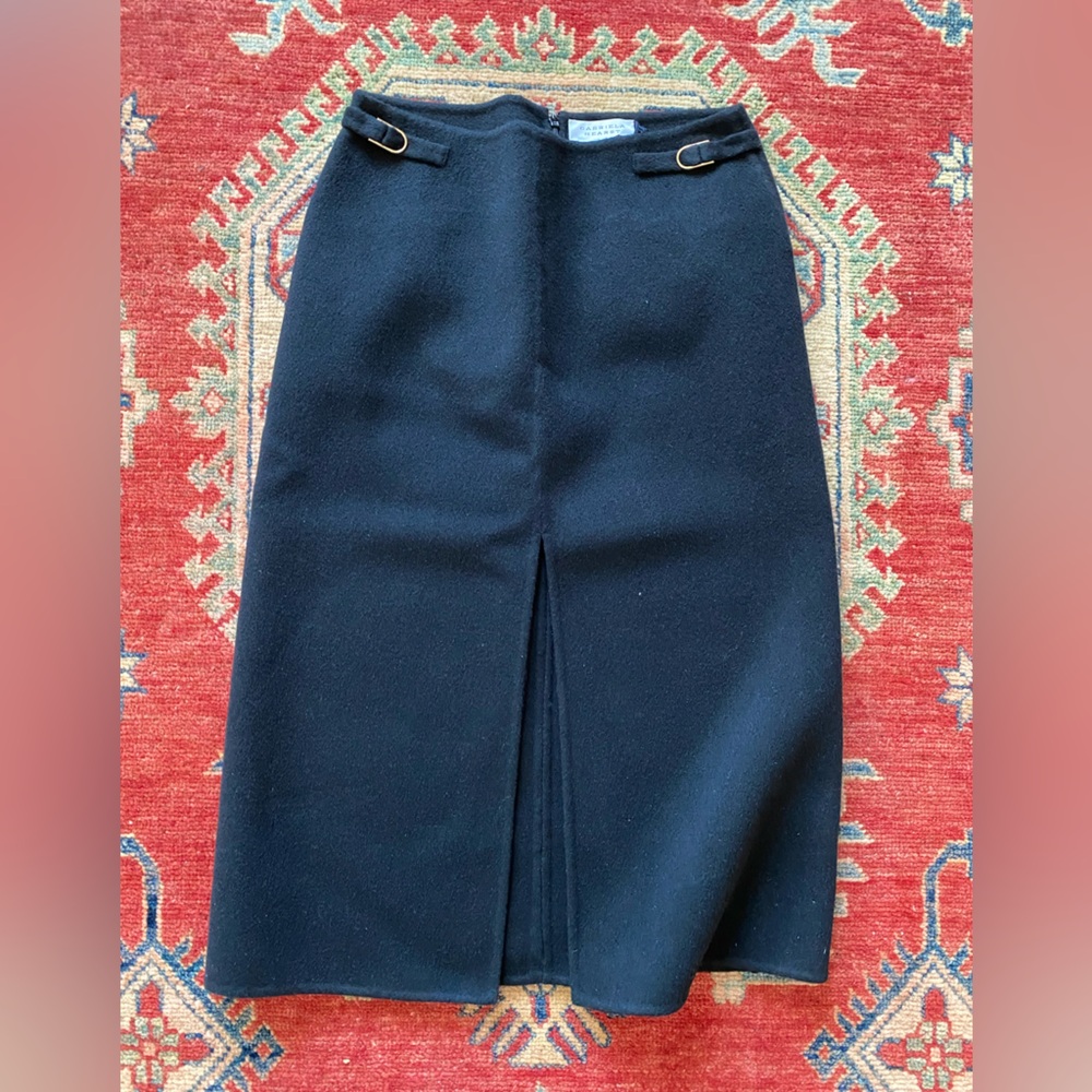 Gabriela Hearst Morelos Midi Skirt in Black Double-face Recycled Cashmere